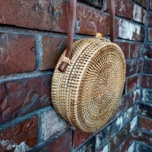 Round Rattan Purse